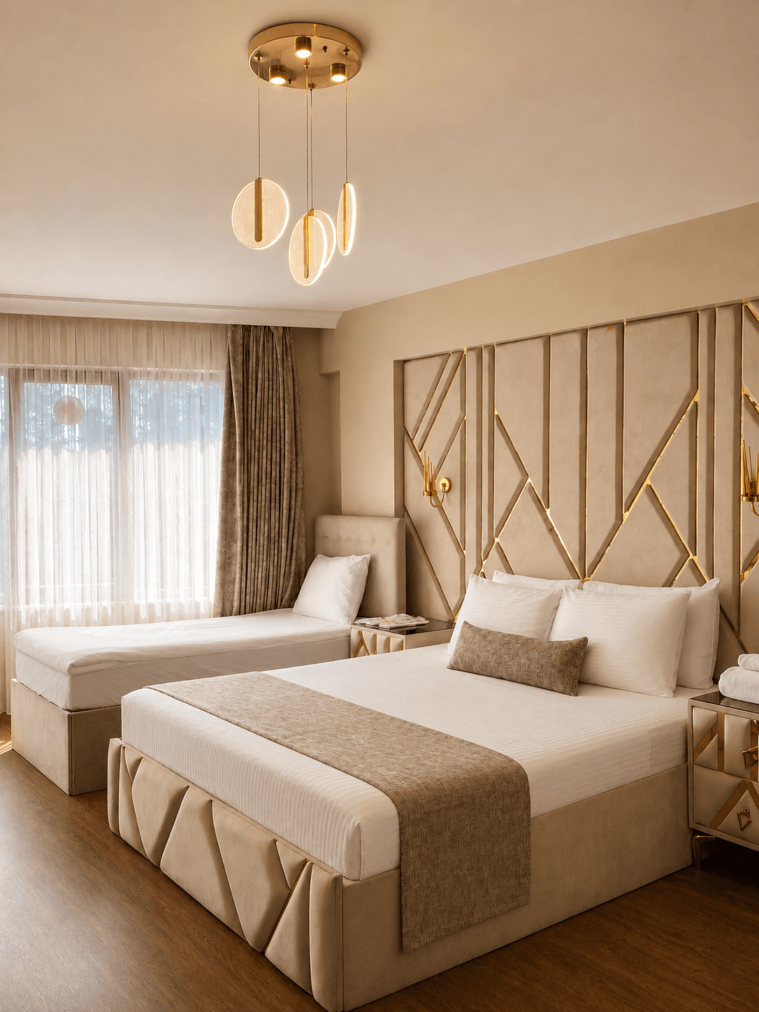 Aile Residenceın aydınlık, iki yataklı yaşam alanı